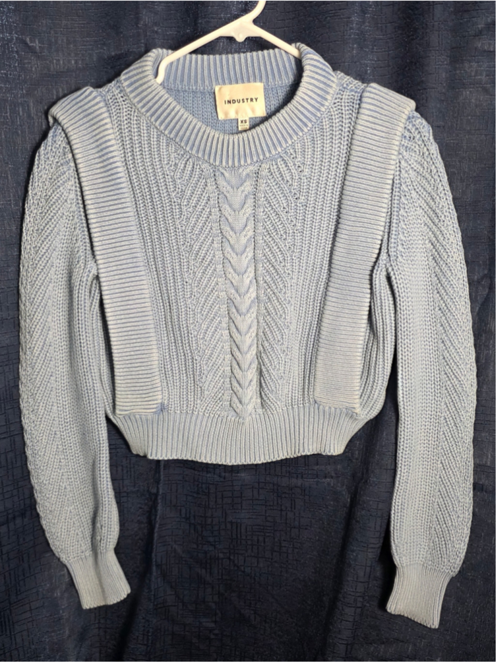Women's Industry Cable Knit Crew Neck Sweater Light Blue Size XS grandmacore y2k